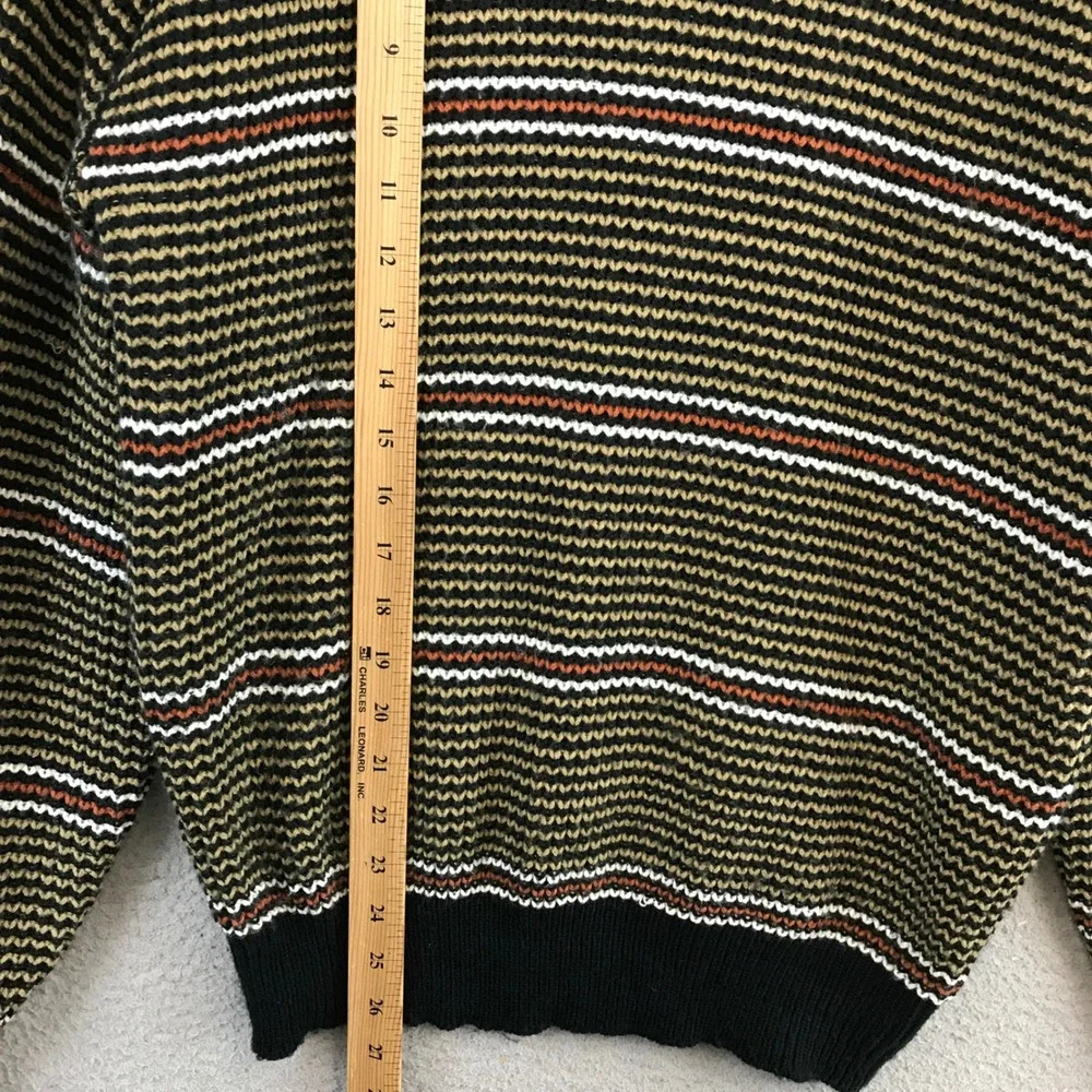 Vintage St Johns Bay Men's Striped‎ Sweater L Acrylic Green